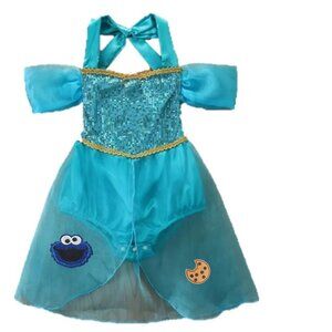 Cookie Monster Dress Baby Girls Sesame Street First Birthday Romper Elmo Dress